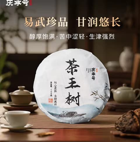 2019年茶王树头春头采古树纯料生茶饼茶100g